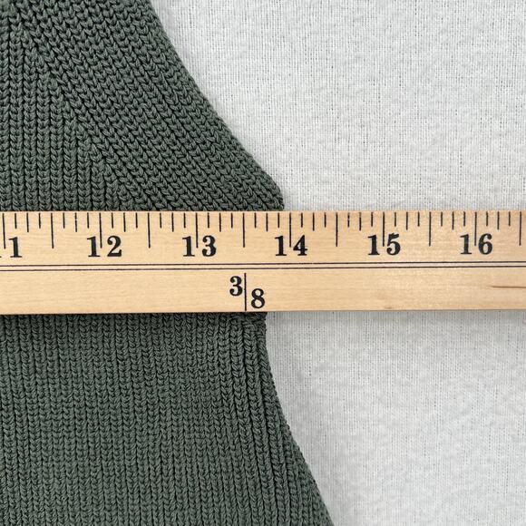 ARITZIA WILFRED Cayenne Crop Ribbed Knit Halter Top Womens M Green Tie Open Back - Picture 14 of 15